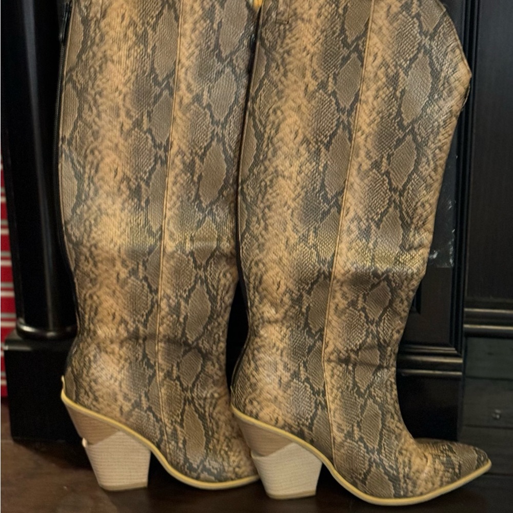 Like New "Python Print Cowboy Boots: A Chic Blend… - image 2